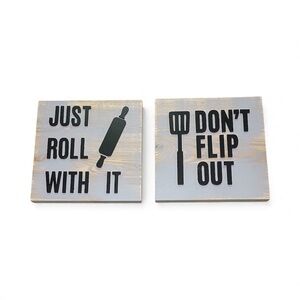 Kitchen Sign Décor Wooden 8”x8” – Handmade